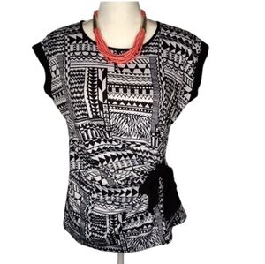 🌵MANDY EVANS Geo  Pattern Blouse Sz L